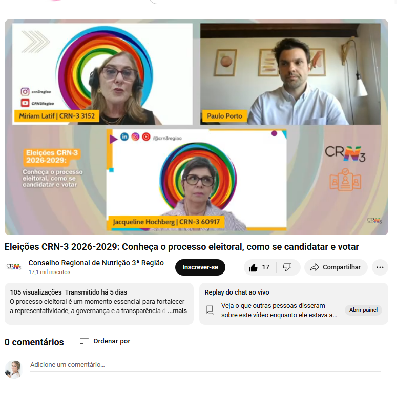 Nutricionista Miriam Latif nas eleições CRN 2026-2026